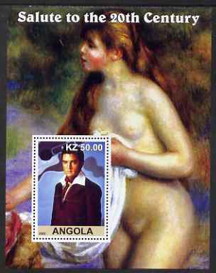 Angola 2002 Salute to the 20th Century #01 perf s/sheet - Elvis & Nude by Renoir, unmounted mint, stamps on , stamps on  stamps on personalities, stamps on  stamps on arts, stamps on  stamps on renoir, stamps on  stamps on nude, stamps on  stamps on elvis, stamps on  stamps on music, stamps on  stamps on rock, stamps on  stamps on pops