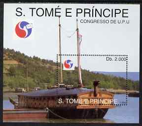 St Thomas & Prince Islands 1994 Philakorea 94 Stamp Exhibition perf m/sheet (UPU Congress) unmounted mint. Note this item is privately produced and is offered purely on i..., stamps on stamp exhibitions, stamps on ships, stamps on  upu , stamps on 