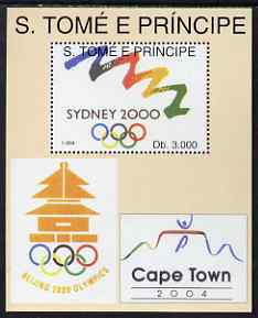 St Thomas & Prince Islands 1994 Olympic Games perf m/sheet (Olympic Symbols) unmounted mint. Note this item is privately produced and is offered purely on its thematic ap..., stamps on olympics