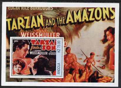 Angola 2002 Tarzan & The Amazons perf s/sheet unmounted mint, stamps on personalities, stamps on movies, stamps on films, stamps on cinema