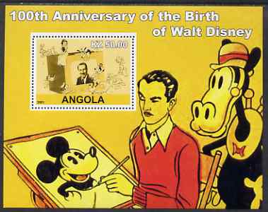 Angola 2001 Birth Centenary of Walt Disney #01 perf s/sheet - Disney & various characters, unmounted mint, stamps on , stamps on  stamps on personalities, stamps on  stamps on movies, stamps on  stamps on films, stamps on  stamps on disney, stamps on  stamps on cinema