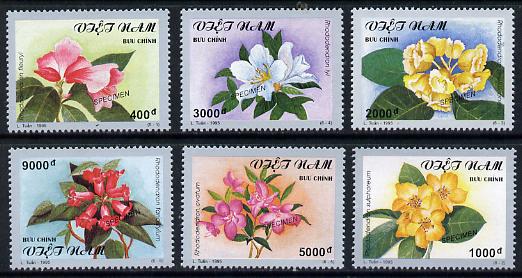 Vietnam 1995 Flowers set of 6 each overprinted SPECIMEN (only 200 sets produced) unmounted mint, stamps on , stamps on  stamps on flowers