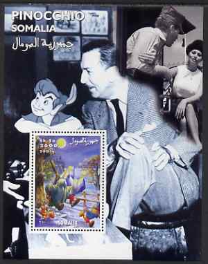 Somalia 2001 Pinocchio & Walt Disney #5 perf s/sheet unmounted mint, stamps on personalities, stamps on movies, stamps on cinema, stamps on films, stamps on disney, stamps on cartoons