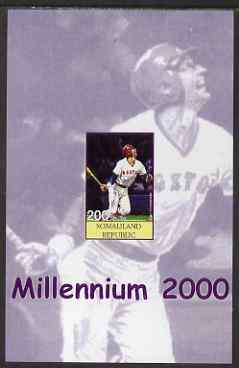 Somaliland 2001 Millennium series - Baseball Stars #2  Carl Yastrzewski imperf m/sheet unmounted mint, stamps on personalities, stamps on sport, stamps on baseball