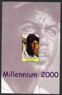 Somaliland 2001 Millennium series - Baseball Stars #7 Jackie Robinson imperf m/sheet unmounted mint. Note this item is privately produced and is offered purely on its the..., stamps on personalities, stamps on sport, stamps on baseball
