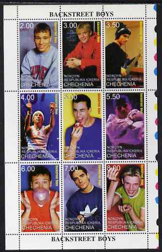 Chechenia 1999 Backstreet Boys perf sheetlet containing 9 values, unmounted mint, stamps on personalities, stamps on pops, stamps on music