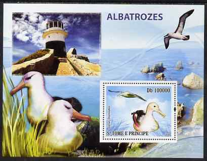 St Thomas & Prince Islands 2008 Albatross (with Lighthouse) perf souvenir sheet unmounted mint, stamps on birds, stamps on sea birds, stamps on albatross, stamps on lighthouses