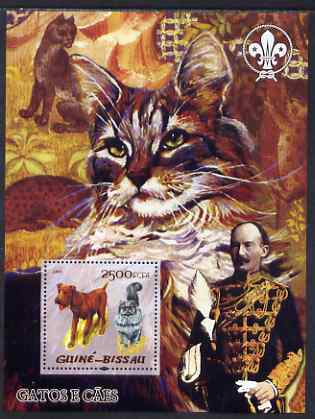 Guinea - Bissau 2005 Cats and Dogs perf souvenir sheet with Scouts logo unmounted mint Mi Bl 470, stamps on scouts, stamps on cats, stamps on dogs