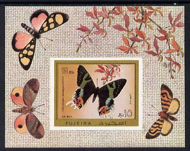 Fujeira 1971 Butterflies imperf m/sheet unmounted mint (Mi BL 79B) , stamps on butterflies