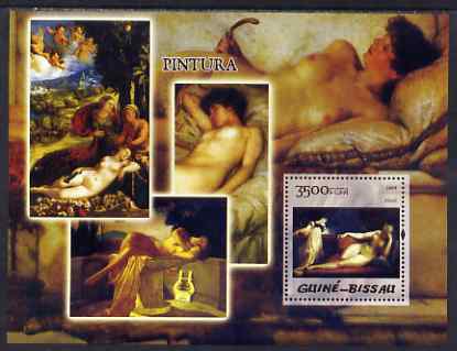 Guinea - Bissau 2005 Paintings of Nudes perf souvenir sheet unmounted mint Mi Bl 475, stamps on arts, stamps on nudes, stamps on music