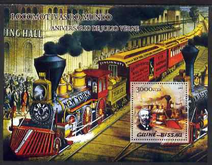 Guinea - Bissau 2005 Steam Trains (featuring Jules Verne) souvenir sheet unmounted mint Mi Bl 477, stamps on , stamps on  stamps on railways, stamps on  stamps on jules verne, stamps on  stamps on literature, stamps on  stamps on sci-fi