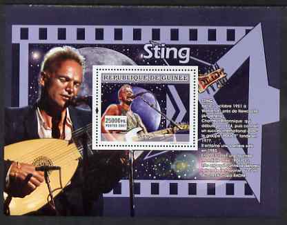 Guinea - Conakry 2007 Male Music Stars (Sting) perf souvenir sheet unmounted mint, stamps on , stamps on  stamps on music, stamps on  stamps on personalities, stamps on  stamps on sting