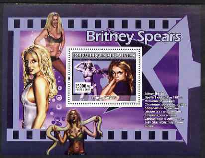 Guinea - Conakry 2007 Female Music Stars (Britney Spears) perf souvenir sheet unmounted mint, stamps on music, stamps on personalities, stamps on britney spears, stamps on snakes, stamps on reptiles