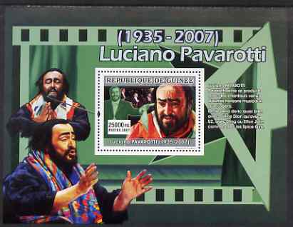 Guinea - Conakry 2007 Luciano Pavarotti (Pavarotti loved to produce..) perf souvenir sheet unmounted mint, stamps on , stamps on  stamps on music, stamps on  stamps on opera, stamps on  stamps on pavarotti