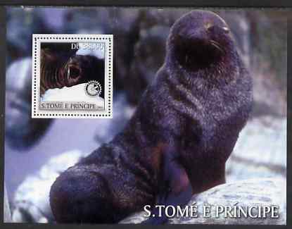 St Thomas & Prince Islands 2003 Seals (with Rotary & Lions Internationsl symbols) perf souvenir sheet unmounted mint Mi Bl 1446, stamps on animals, stamps on marine life, stamps on seals, stamps on lions international, stamps on rotary