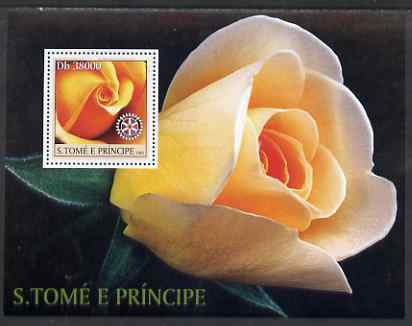 St Thomas & Prince Islands 2003 Roses (with Rotary symbol) perf souvenir sheet unmounted mint Mi Bl 1432, stamps on , stamps on  stamps on animals, stamps on  stamps on marine life, stamps on  stamps on seals, stamps on  stamps on lions international, stamps on  stamps on rotary