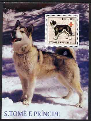 St Thomas & Prince Islands 2003 Dogs (with Red Cross symbol) perf souvenir sheet unmounted mint Mi Bl 1445, stamps on animals, stamps on dogs, stamps on red cross, stamps on bernese