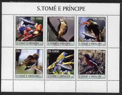 St Thomas & Prince Islands 2003 Birds & Concorde perf sheetlet containing 6 values unmounted mint Mi 2061-66, stamps on , stamps on  stamps on birds, stamps on  stamps on aviation, stamps on  stamps on concorde