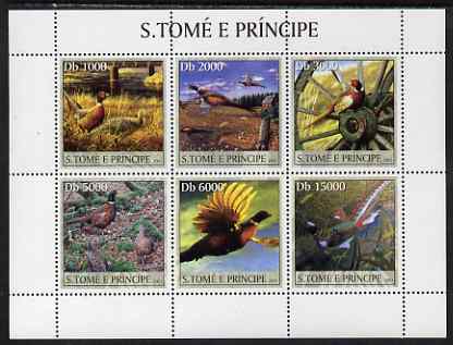 St Thomas & Prince Islands 2003 Pheasants perf sheetlet containing 6 values unmounted mint Mi 2067-72, stamps on , stamps on  stamps on birds, stamps on  stamps on pheasants, stamps on  stamps on game, stamps on  stamps on hunting