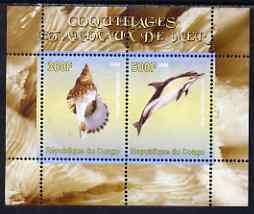 Congo 2008 Shells & Marine Life #2 perf sheetlet containing 2 values unmounted mint, stamps on marine life, stamps on shells