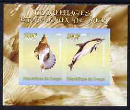 Congo 2008 Shells & Marine Life #2 imperf sheetlet containing 2 values unmounted mint, stamps on , stamps on  stamps on marine life, stamps on  stamps on shells