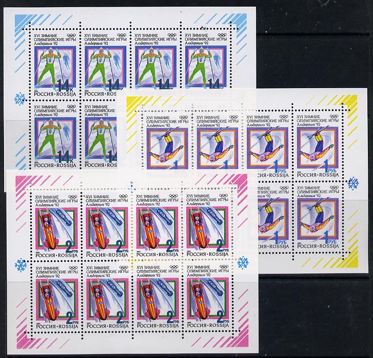 Russia 1992 Albertville Winter Olympics set of 3 sheetlets each containing block of 8 unmounted mint (SG 6311-13) Mi 220-22, stamps on olympics    sport