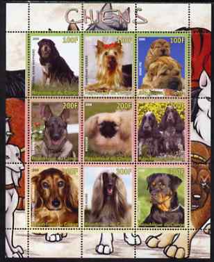 Congo 2008 Dogs perf sheetlet containing 9 values unmounted mint, stamps on , stamps on  stamps on dogs