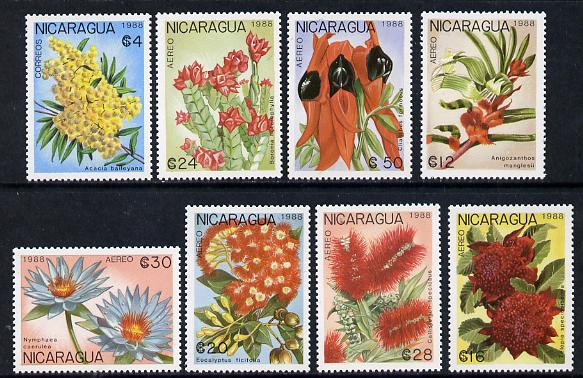 Nicaragua 1988 Flowers set of 8 unmounted mint, SG 2989-96, stamps on , stamps on  stamps on flowers