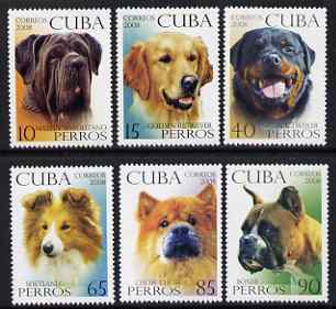 Cuba 2008 Dogs perf set of 6 unmounted mint , stamps on , stamps on  stamps on dogs