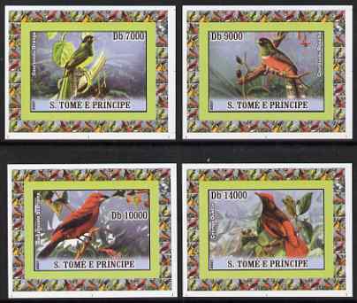 St Thomas & Prince Islands 2007 Birds set of 4 imperf deluxe sheetlets unmounted mint , stamps on birds, stamps on 