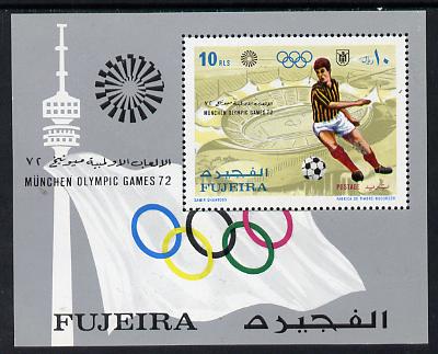 Fujeira 1971 Munich Olympics perf m/sheet (Football) unmounted mint, Mi BL 71A, stamps on sport, stamps on football, stamps on olympics