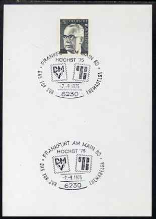 Postmark - West Germany 1975 postcard bearing 5pfg stamp with special cancellation for ThemaBelga Stamp Exhibition , stamps on stamp exhibitions, stamps on 