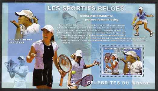 Congo 2006 Belgian Sports Personalities perf s/sheet containing 1 value (Justine-Henin Hardenne) unmounted mint, stamps on , stamps on  stamps on personalities, stamps on  stamps on sports, stamps on  stamps on tennis, stamps on  stamps on sport