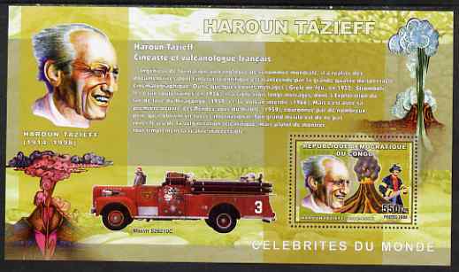 Congo 2006 Haroun Tazieff perf s/sheet unmounted mint, stamps on personalities, stamps on volcanoes, stamps on vulcanology, stamps on fire, stamps on fire engines, stamps on 