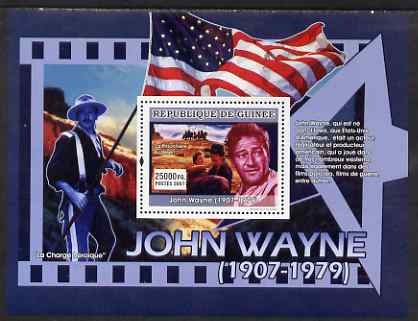 Guinea - Conakry 2007 John Wayne perf souvenir sheet (He was born in Iowa) unmounted mint Yv 639, stamps on , stamps on  stamps on personalities, stamps on  stamps on cinema, stamps on  stamps on films, stamps on  stamps on movies, stamps on  stamps on john wayne, stamps on  stamps on flags, stamps on  stamps on americana, stamps on  stamps on militaria