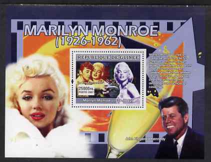 Guinea - Conakry 2007 Marilyn Monroe perf souvenir sheet (The River of No Return) unmounted mint Yv 643, stamps on personalities, stamps on cinema, stamps on marilyn monroe, stamps on marilyn, stamps on kennedy, stamps on robert mitchum