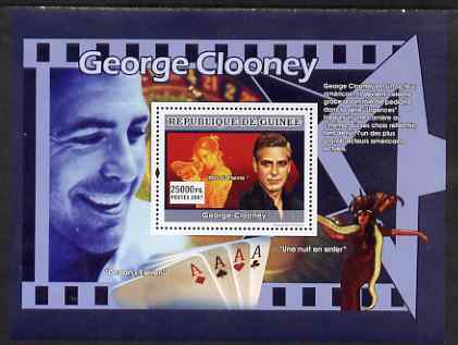 Guinea - Conakry 2007 American Male Film Stars perf souvenir sheet (George Clooney) unmounted mint Yv 648, stamps on personalities, stamps on cinema, stamps on films, stamps on movies, stamps on playing cards