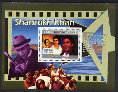 Guinea - Conakry 2007 Indian Film Stars perf souvenir sheet (Shahrukh Khan) unmounted mint, stamps on personalities, stamps on cinema, stamps on films, stamps on movies