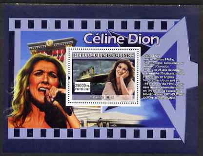 Guinea - Conakry 2007 Female Music Stars perf souvenir sheet (Celine Dion) unmounted mint, stamps on , stamps on  stamps on personalities, stamps on  stamps on music, stamps on  stamps on ships, stamps on  stamps on titanic