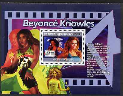 Guinea - Conakry 2007 Female Music Stars perf souvenir sheet (Beyonce Knowles) unmounted mint, stamps on personalities, stamps on music