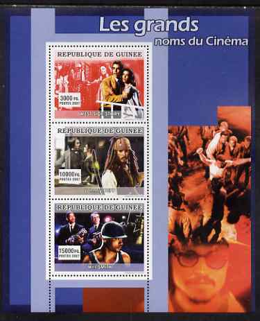 Guinea - Conakry 2007 The Greats perf sheetlet containing 3 values (West Side Story, Johnny Depp, Will Smith) unmounted mint, stamps on personalities, stamps on music, stamps on cinema, stamps on pirates
