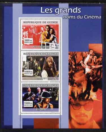 Guinea - Conakry 2007 'The Greats' perf sheetlet containing 3 values (West Side Story, Johnny Depp, Will Smith) unmounted mint, stamps on , stamps on  stamps on personalities, stamps on  stamps on music, stamps on  stamps on cinema, stamps on  stamps on pirates