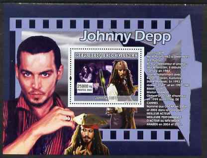 Guinea - Conakry 2007 The Greats perf souvenir sheet (Johnny Depp) unmounted mint, stamps on personalities, stamps on cinema, stamps on ships, stamps on pirates