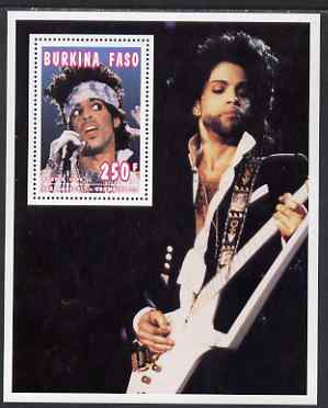 Burkina Faso 1995 Showbiz - 250f Prince perf m/sheet unmounted mint , stamps on , stamps on  stamps on personalities, stamps on  stamps on music, stamps on  stamps on pops