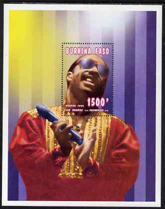 Burkina Faso 1995 Showbiz - 1500f Stevie Wonder perf m/sheet unmounted mint , stamps on , stamps on  stamps on personalities, stamps on  stamps on music, stamps on  stamps on pops