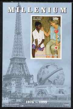 Chad 1999 Millennium - Princess Diana imperf m/sheet unmounted mint, stamps on millennium, stamps on royalty, stamps on diana, stamps on eiffel tower, stamps on red cross, stamps on food