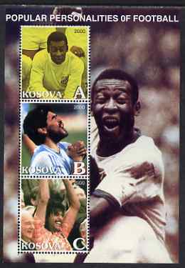 Kosova 2000 Popular Personalities of Football perf sheetlet containing set of 3 values unmounted mint, stamps on , stamps on  stamps on personalities, stamps on  stamps on football, stamps on  stamps on sport