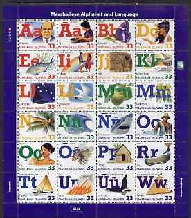 Marshall Islands 1998 Alphabet & Language perf sheetlet containing 24 values unmounted mint SG 1031-54