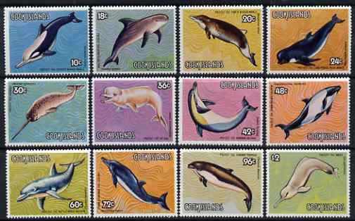 Cook Islands 1984 Save the Whale perf set of 12 values unmounted mint SG946-57, stamps on whales, stamps on dolphins, stamps on marine life, stamps on mammals