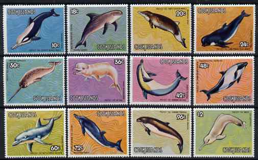 Cook Islands 1984 Save the Whale perf set of 12 values unmounted mint SG946-57, stamps on , stamps on  stamps on whales, stamps on  stamps on dolphins, stamps on  stamps on marine life, stamps on  stamps on mammals